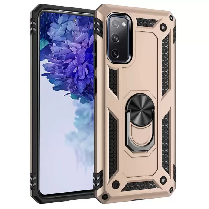 Samsung Galaxy S20 FE Kılıf Lopard Kamera Korumalı Sürgülü Yüzüklü Orjinal Tasarım Armor Vega