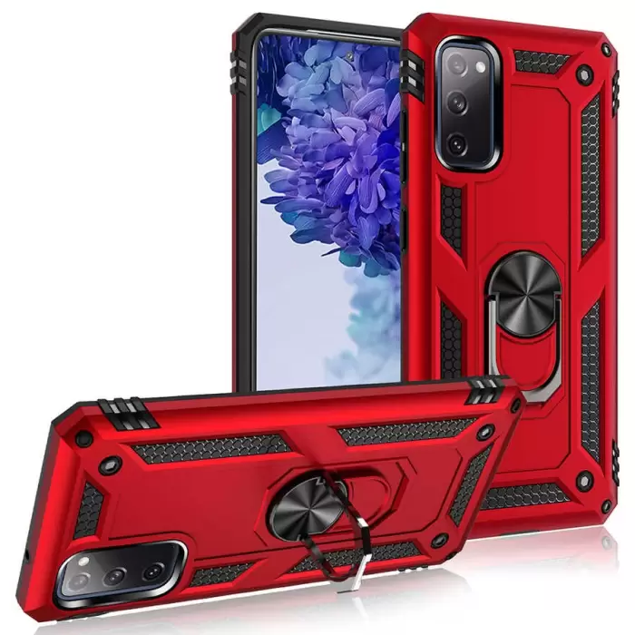 Samsung Galaxy S20 FE Kılıf Lopard Kamera Korumalı Sürgülü Yüzüklü Orjinal Tasarım Armor Vega
