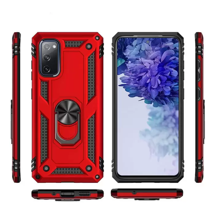 Samsung Galaxy S20 FE Kılıf Lopard Kamera Korumalı Sürgülü Yüzüklü Orjinal Tasarım Armor Vega