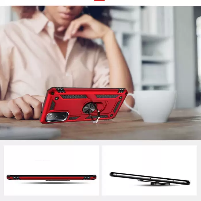 Samsung Galaxy S20 FE Kılıf Lopard Kamera Korumalı Sürgülü Yüzüklü Orjinal Tasarım Armor Vega