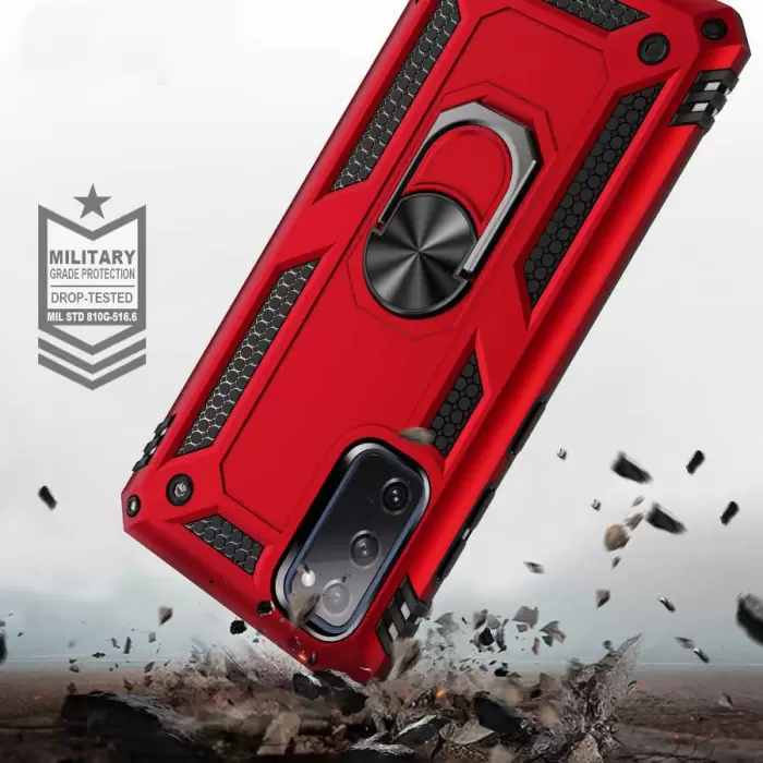 Samsung Galaxy S20 FE Kılıf Lopard Kamera Korumalı Sürgülü Yüzüklü Orjinal Tasarım Armor Vega