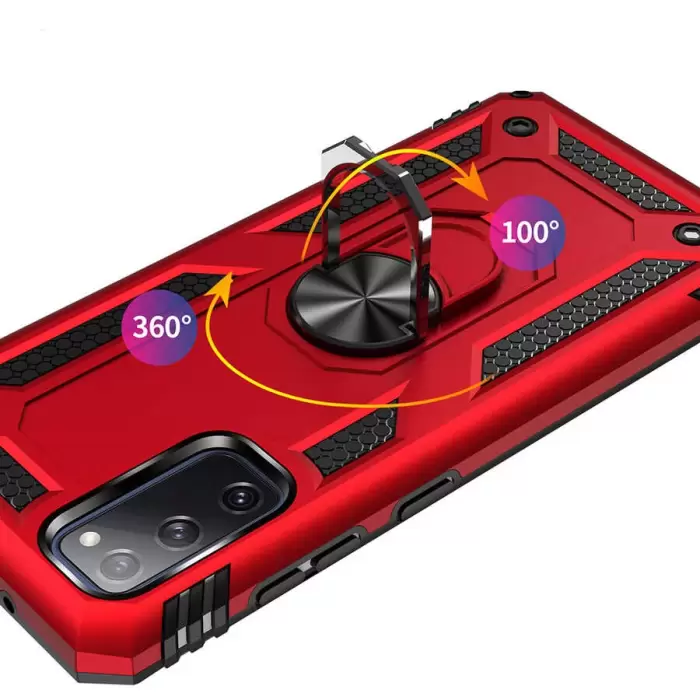Samsung Galaxy S20 FE Kılıf Lopard Kamera Korumalı Sürgülü Yüzüklü Orjinal Tasarım Armor Vega