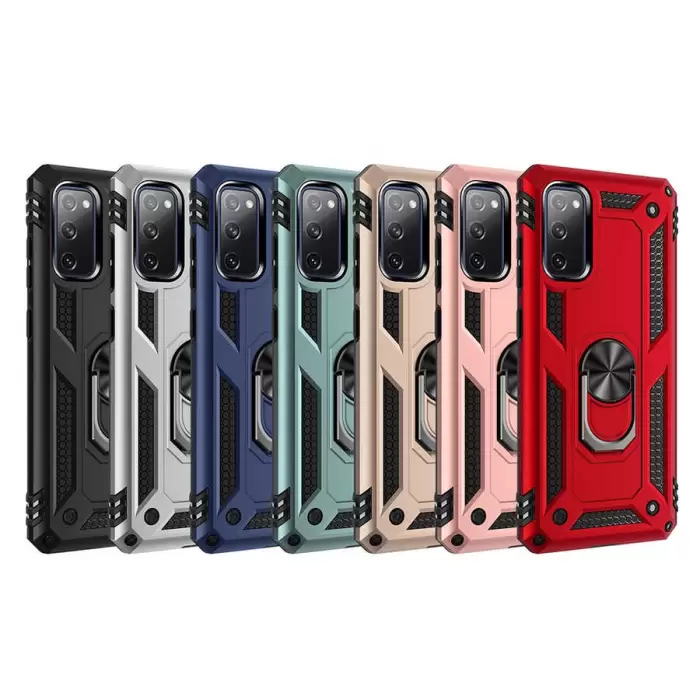 Samsung Galaxy S20 FE Kılıf Lopard Kamera Korumalı Sürgülü Yüzüklü Orjinal Tasarım Armor Vega