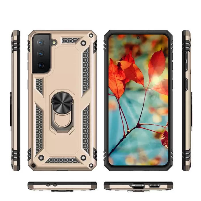Samsung Galaxy S21 Kılıf Lopard Kamera Korumalı Sürgülü Yüzüklü Orjinal Tasarım Armor Vega