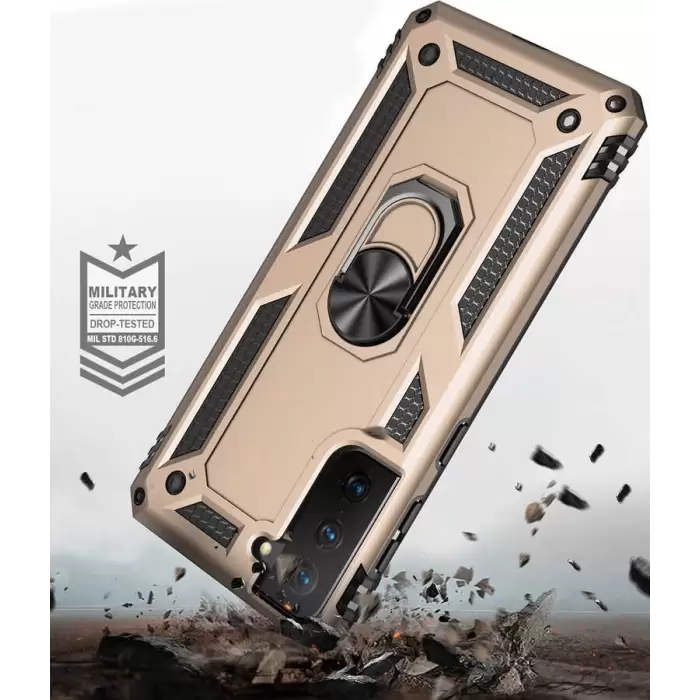 Samsung Galaxy S21 Kılıf Lopard Kamera Korumalı Sürgülü Yüzüklü Orjinal Tasarım Armor Vega