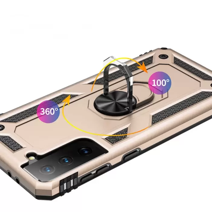 Samsung Galaxy S21 Kılıf Lopard Kamera Korumalı Sürgülü Yüzüklü Orjinal Tasarım Armor Vega