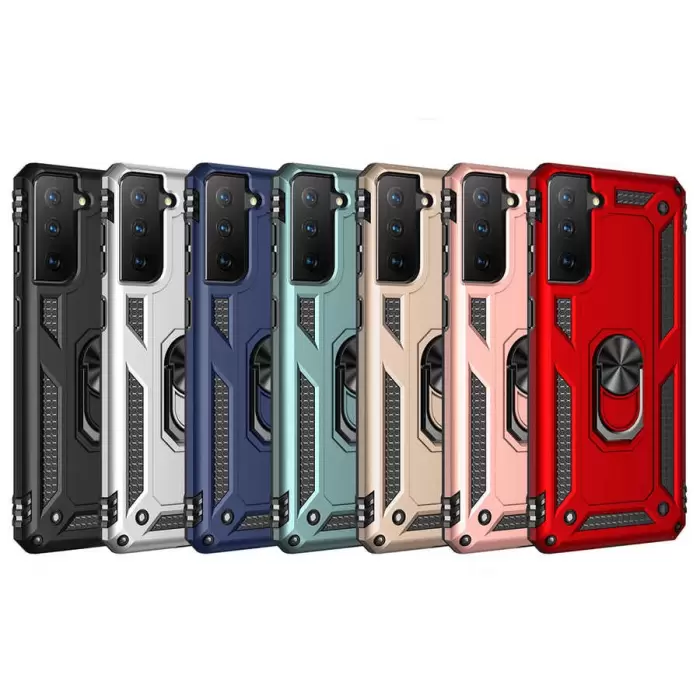 Samsung Galaxy S21 Kılıf Lopard Kamera Korumalı Sürgülü Yüzüklü Orjinal Tasarım Armor Vega