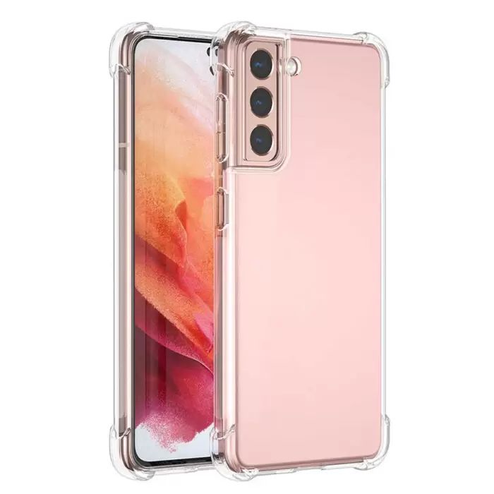 Samsung Galaxy S21 Kılıf Lopard Nitro Antishock Köşe Koruma Darbe Emici Şeffaf Orjinal Doku Silikon
