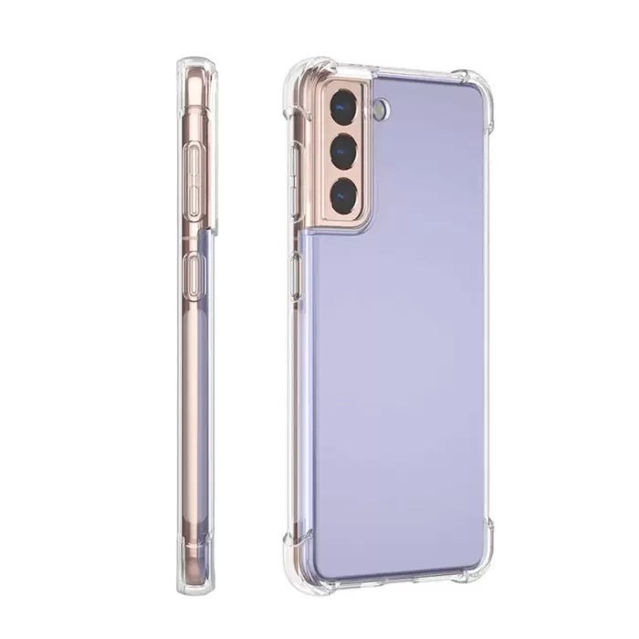 Samsung Galaxy S21 Kılıf Lopard Nitro Antishock Köşe Koruma Darbe Emici Şeffaf Orjinal Doku Silikon