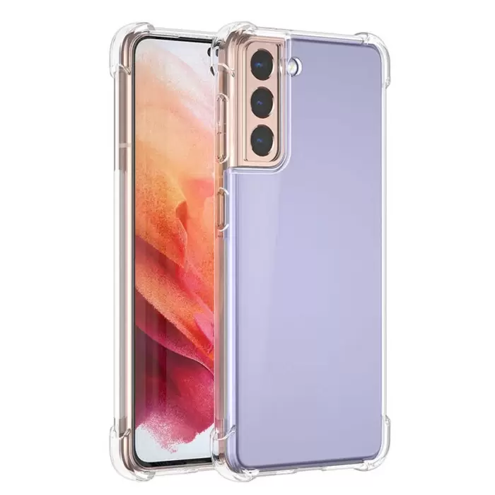 Samsung Galaxy S21 Kılıf Lopard Nitro Antishock Köşe Koruma Darbe Emici Şeffaf Orjinal Doku Silikon