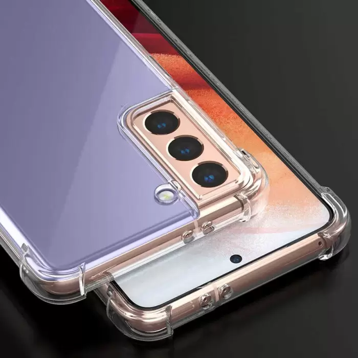 Samsung Galaxy S21 Kılıf Lopard Nitro Antishock Köşe Koruma Darbe Emici Şeffaf Orjinal Doku Silikon