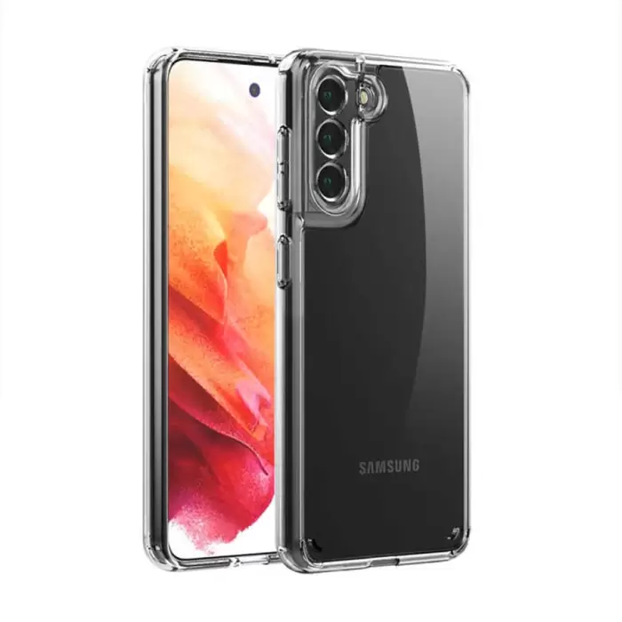 Samsung Galaxy S21 Plus Coss Sert Darbe Emici Silikon Şeffaf Kamera Korumalı Arka Kapak