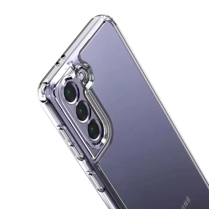 Samsung Galaxy S21 Plus Coss Sert Darbe Emici Silikon Şeffaf Kamera Korumalı Arka Kapak