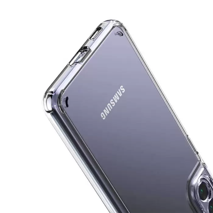 Samsung Galaxy S21 Plus Coss Sert Darbe Emici Silikon Şeffaf Kamera Korumalı Arka Kapak
