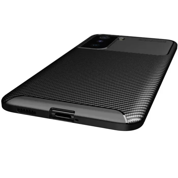 Samsung Galaxy S21 Plus Kılıf Lopard Kamera Korumalı Karbon Desenli Negro Kapak Orijinal Yüzey Kılıf