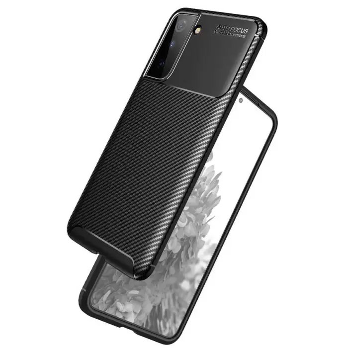 Samsung Galaxy S21 Plus Kılıf Lopard Kamera Korumalı Karbon Desenli Negro Kapak Orijinal Yüzey Kılıf