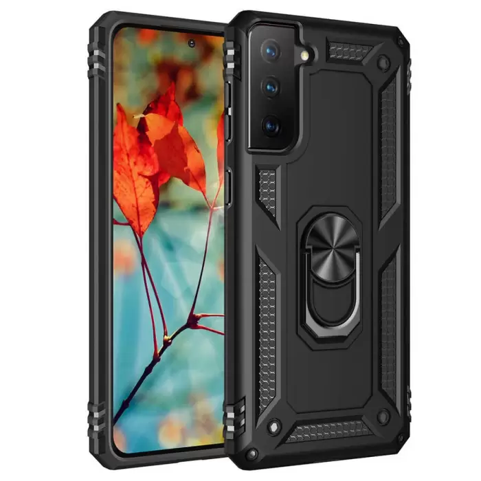 Samsung Galaxy S21 Plus Kılıf Lopard Kamera Korumalı Sürgülü Yüzüklü Orjinal Tasarım Armor Vega