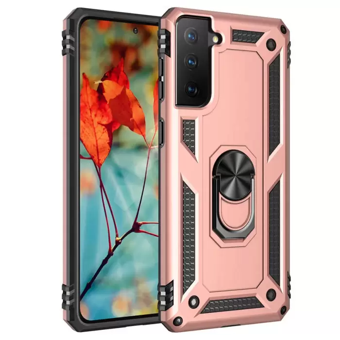 Samsung Galaxy S21 Plus Kılıf Lopard Kamera Korumalı Sürgülü Yüzüklü Orjinal Tasarım Armor Vega