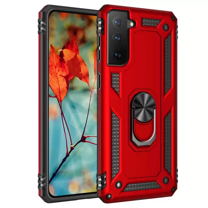 Samsung Galaxy S21 Plus Kılıf Lopard Kamera Korumalı Sürgülü Yüzüklü Orjinal Tasarım Armor Vega