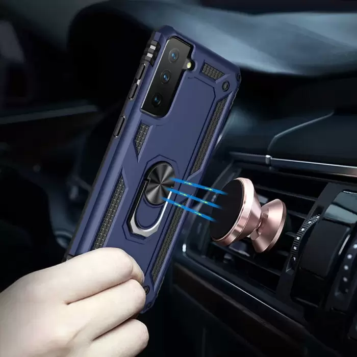 Samsung Galaxy S21 Plus Kılıf Lopard Kamera Korumalı Sürgülü Yüzüklü Orjinal Tasarım Armor Vega