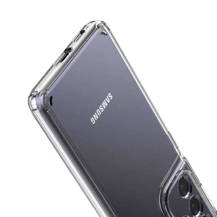Samsung Galaxy S21 Ultra Coss Sert Darbe Emici Silikon Şeffaf Kamera Korumalı Arka Kapak