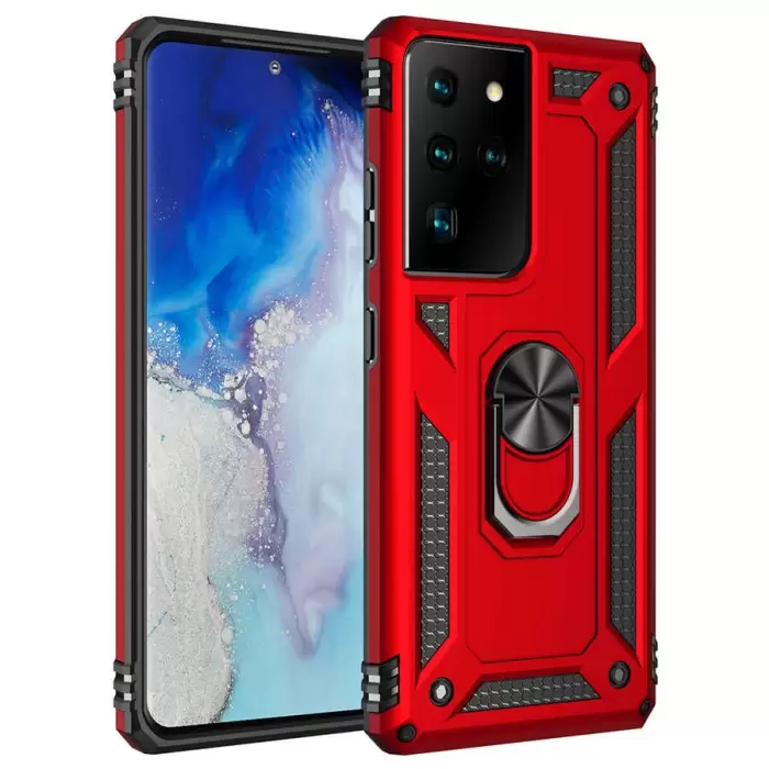 Samsung Galaxy S21 Ultra Kılıf Lopard Kamera Korumalı Sürgülü Yüzüklü Orjinal Tasarım Armor Vega