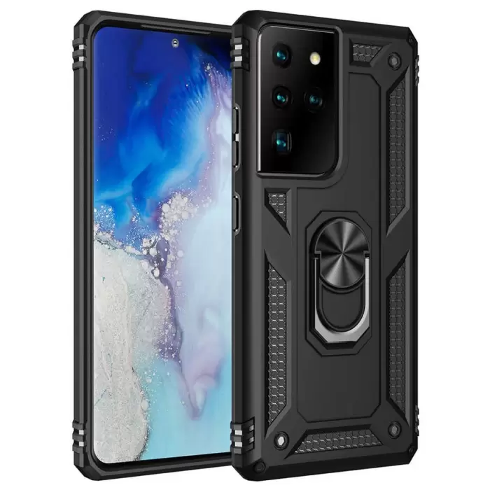 Samsung Galaxy S21 Ultra Kılıf Lopard Kamera Korumalı Sürgülü Yüzüklü Orjinal Tasarım Armor Vega