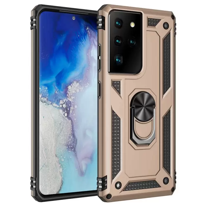 Samsung Galaxy S21 Ultra Kılıf Lopard Kamera Korumalı Sürgülü Yüzüklü Orjinal Tasarım Armor Vega