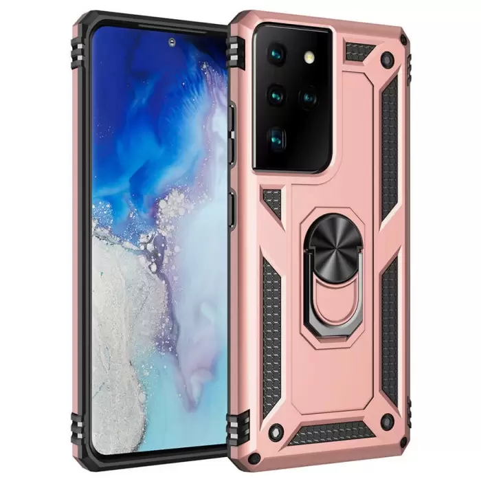 Samsung Galaxy S21 Ultra Kılıf Lopard Kamera Korumalı Sürgülü Yüzüklü Orjinal Tasarım Armor Vega