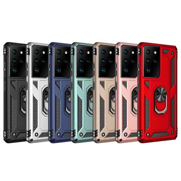 Samsung Galaxy S21 Ultra Kılıf Lopard Kamera Korumalı Sürgülü Yüzüklü Orjinal Tasarım Armor Vega