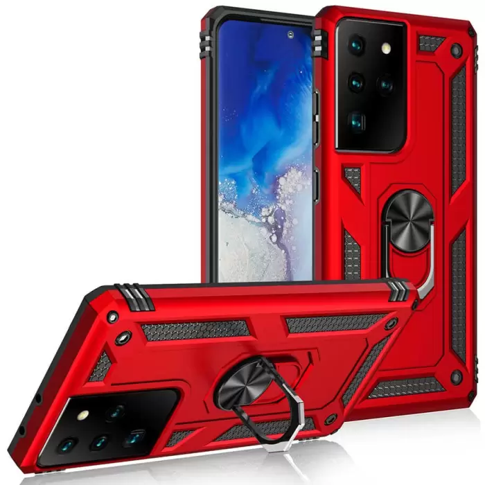 Samsung Galaxy S21 Ultra Kılıf Lopard Kamera Korumalı Sürgülü Yüzüklü Orjinal Tasarım Armor Vega