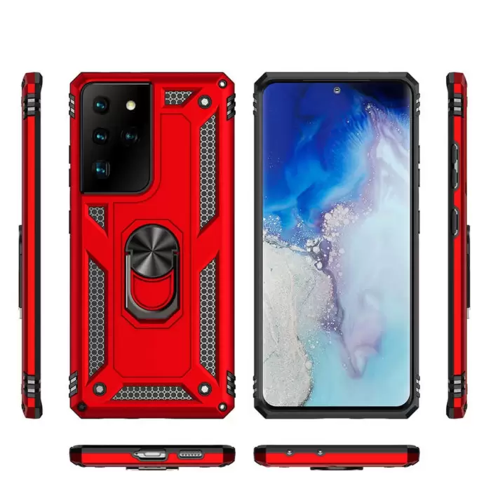 Samsung Galaxy S21 Ultra Kılıf Lopard Kamera Korumalı Sürgülü Yüzüklü Orjinal Tasarım Armor Vega