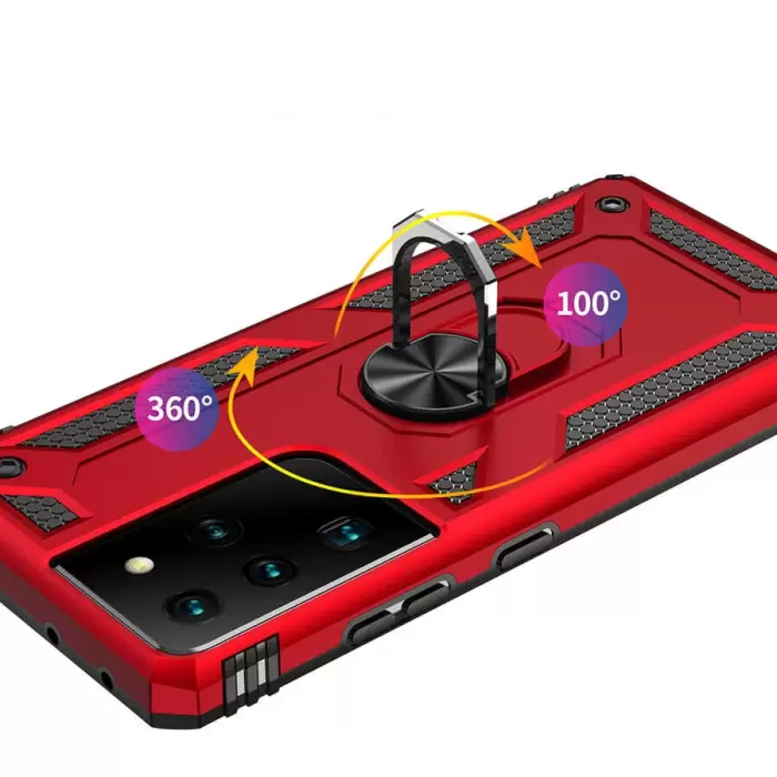 Samsung Galaxy S21 Ultra Kılıf Lopard Kamera Korumalı Sürgülü Yüzüklü Orjinal Tasarım Armor Vega