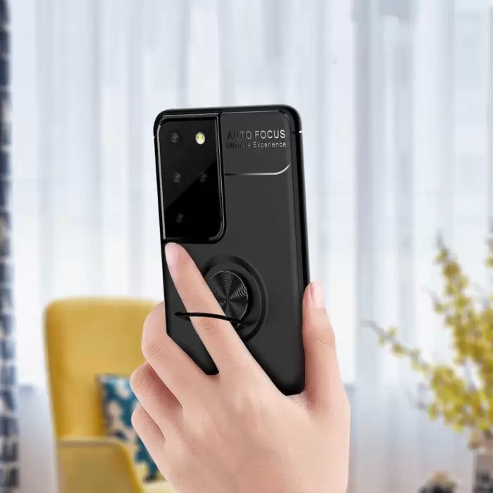Samsung Galaxy S21 Ultra Kılıf Lopard Kamera Korumalı Yüzüklü Standlı Koruyucu Orjinal Kalite Ravel