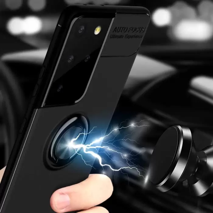 Samsung Galaxy S21 Ultra Kılıf Lopard Kamera Korumalı Yüzüklü Standlı Koruyucu Orjinal Kalite Ravel