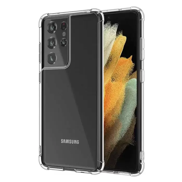 Samsung Galaxy S21 Ultra Kılıf Lopard Nitro Antishock Köşe Koruma Darbe Emici Şeffaf Orjinal Doku Silikon