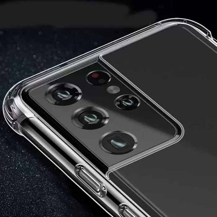 Samsung Galaxy S21 Ultra Kılıf Lopard Nitro Antishock Köşe Koruma Darbe Emici Şeffaf Orjinal Doku Silikon