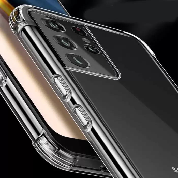 Samsung Galaxy S21 Ultra Kılıf Lopard Nitro Antishock Köşe Koruma Darbe Emici Şeffaf Orjinal Doku Silikon