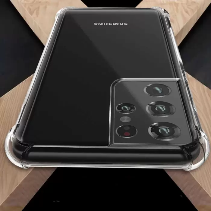 Samsung Galaxy S21 Ultra Kılıf Lopard Nitro Antishock Köşe Koruma Darbe Emici Şeffaf Orjinal Doku Silikon
