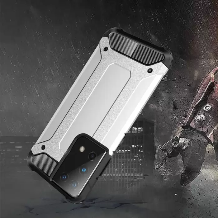 Samsung Galaxy S21 Ultra Kılıf Lopard Orijinal Katman Köşe Koruma Crash Silikon Tank Kapak