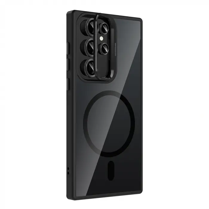 Samsung Galaxy S22 Ultra Kılıf Standlı Ve Kamera Lens Hediyeli M-safe Şarj Özellikli Lopard Etro Kapak