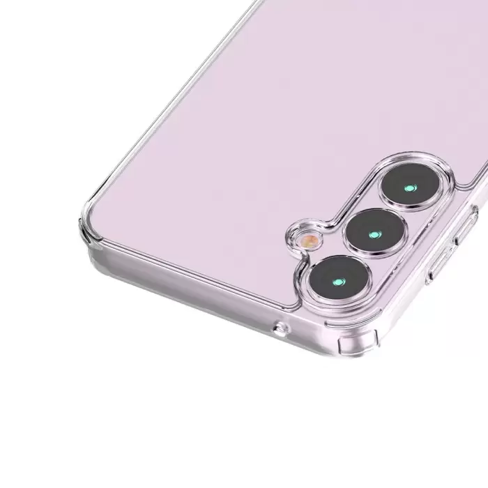 Samsung Galaxy S23 FE Coss Sert Darbe Emici Silikon Şeffaf Kamera Korumalı Arka Kapak