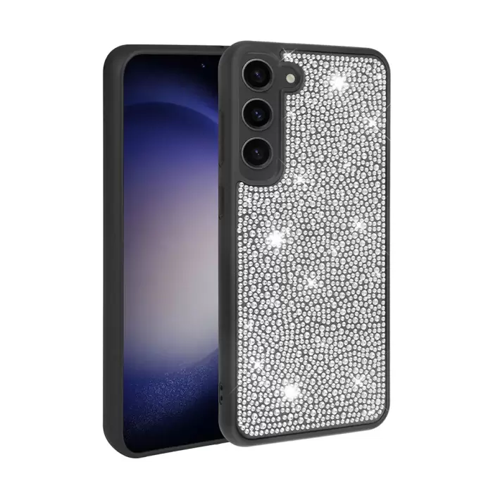 Samsung Galaxy S23 Kılıf Kamera Korumalı Parlak Taşlı Kapak Ston