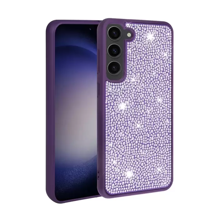 Samsung Galaxy S23 Kılıf Kamera Korumalı Parlak Taşlı Kapak Ston