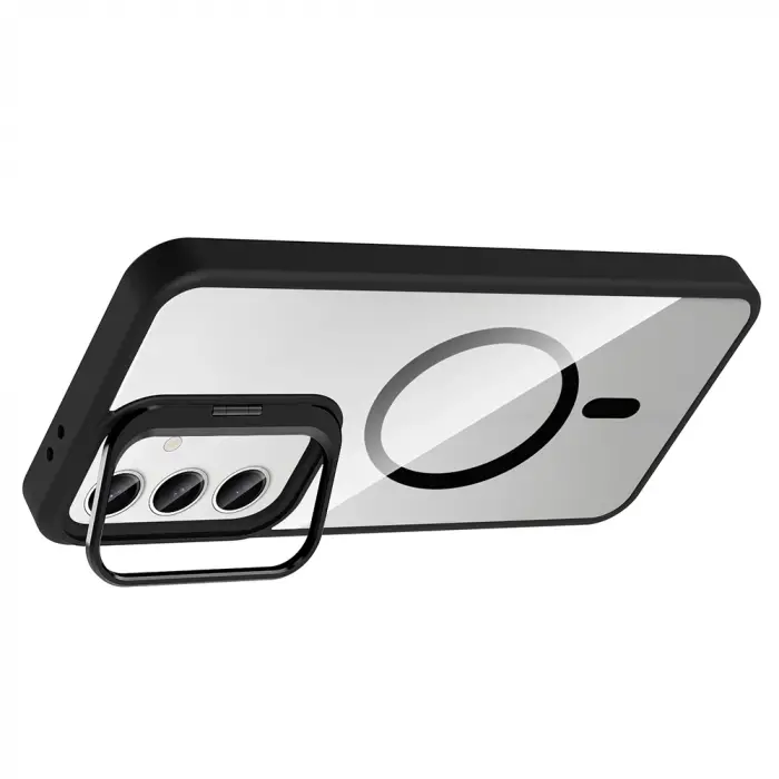 Samsung Galaxy S24 Fe Kılıf Standlı Kamera Lens Koruma Hediyeli Magsafe Şarj Lopard Etro Kapak Koruyucu