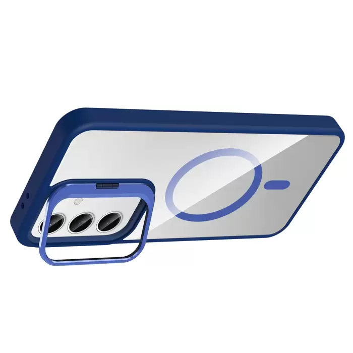 Samsung Galaxy S24 Fe Kılıf Standlı Kamera Lens Koruma Hediyeli Magsafe Şarj Lopard Etro Kapak Koruyucu