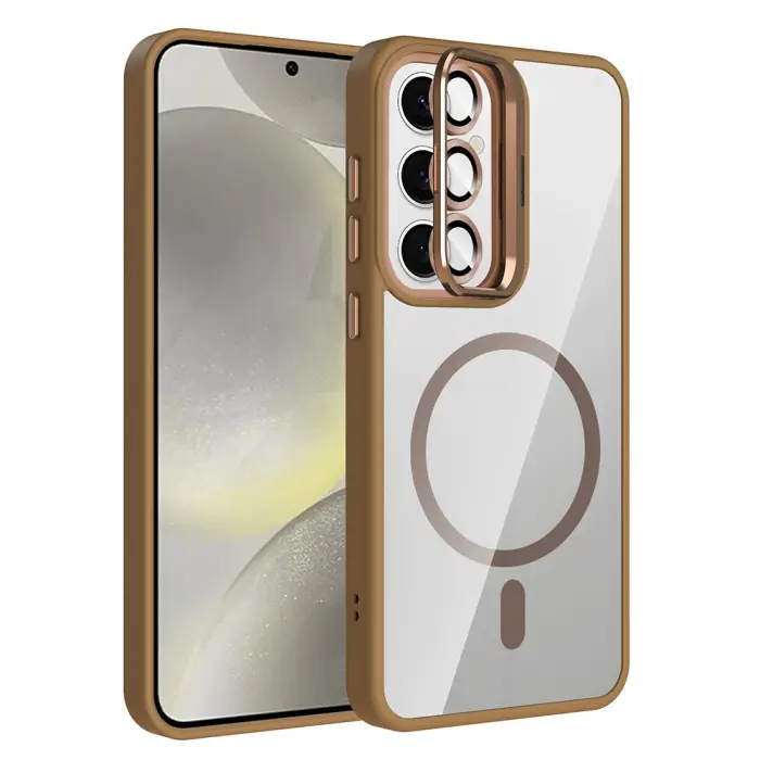Samsung Galaxy S24 Kılıf Standlı Kamera Lens Koruma Hediyeli Magsafe Şarj Lopard Etro Kapak Koruyucu