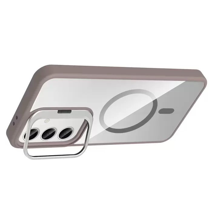 Samsung Galaxy S24 Kılıf Standlı Kamera Lens Koruma Hediyeli Magsafe Şarj Lopard Etro Kapak Koruyucu