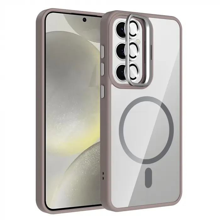 Samsung Galaxy S24 Kılıf Standlı Kamera Lens Koruma Hediyeli Magsafe Şarj Lopard Etro Kapak Koruyucu