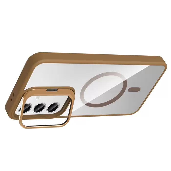 Samsung Galaxy S24 Kılıf Standlı Kamera Lens Koruma Hediyeli Magsafe Şarj Lopard Etro Kapak Koruyucu
